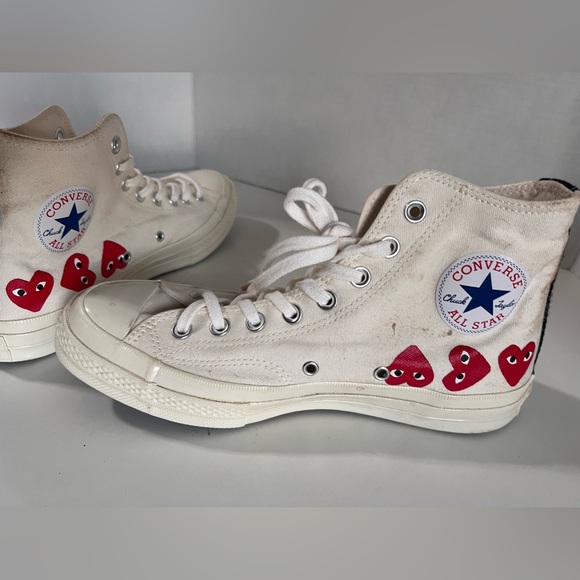 Comme des Garçons Play x Chuck 70 Hi top ‘Multi Heart’ white sneakers - Picture 9 of 11